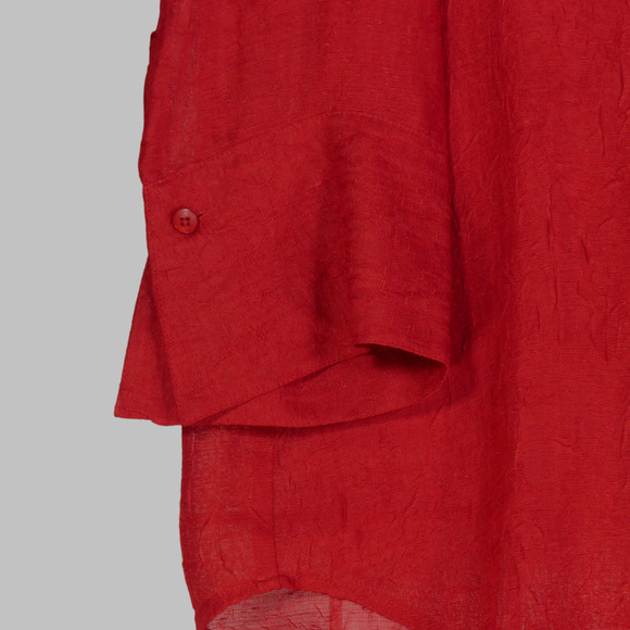 Coldwater Creek Blouse Womens Small Red Top Shirt P Button Textured Sheer - Picture 3 of 7